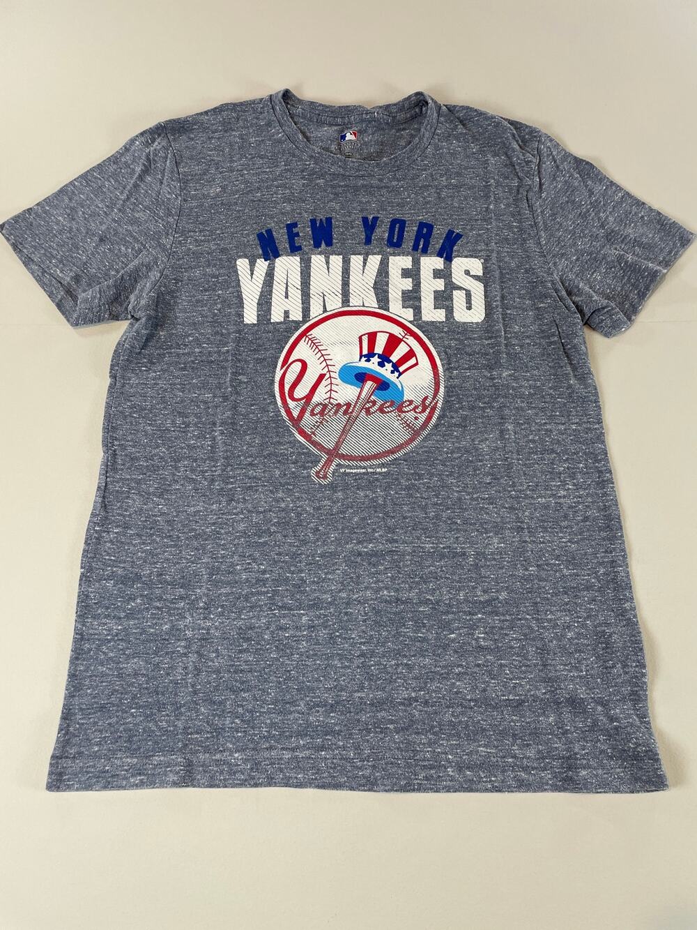 New York Yankees MLB Shirt Gray Short Sleeve Mens Size L
